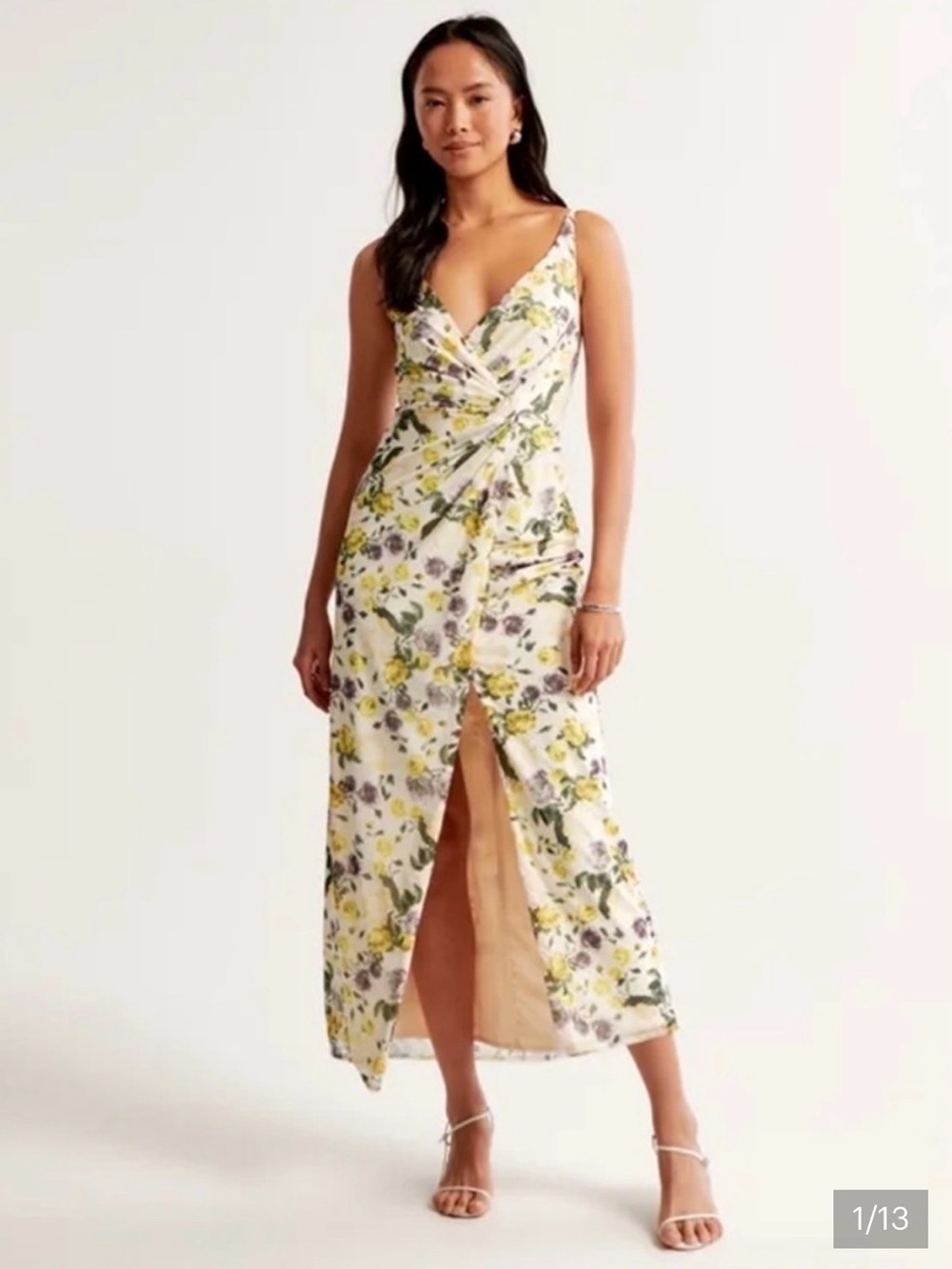 Abercrombie & Fitch | Floral Maxi Dress in Cream and Yellow | XL